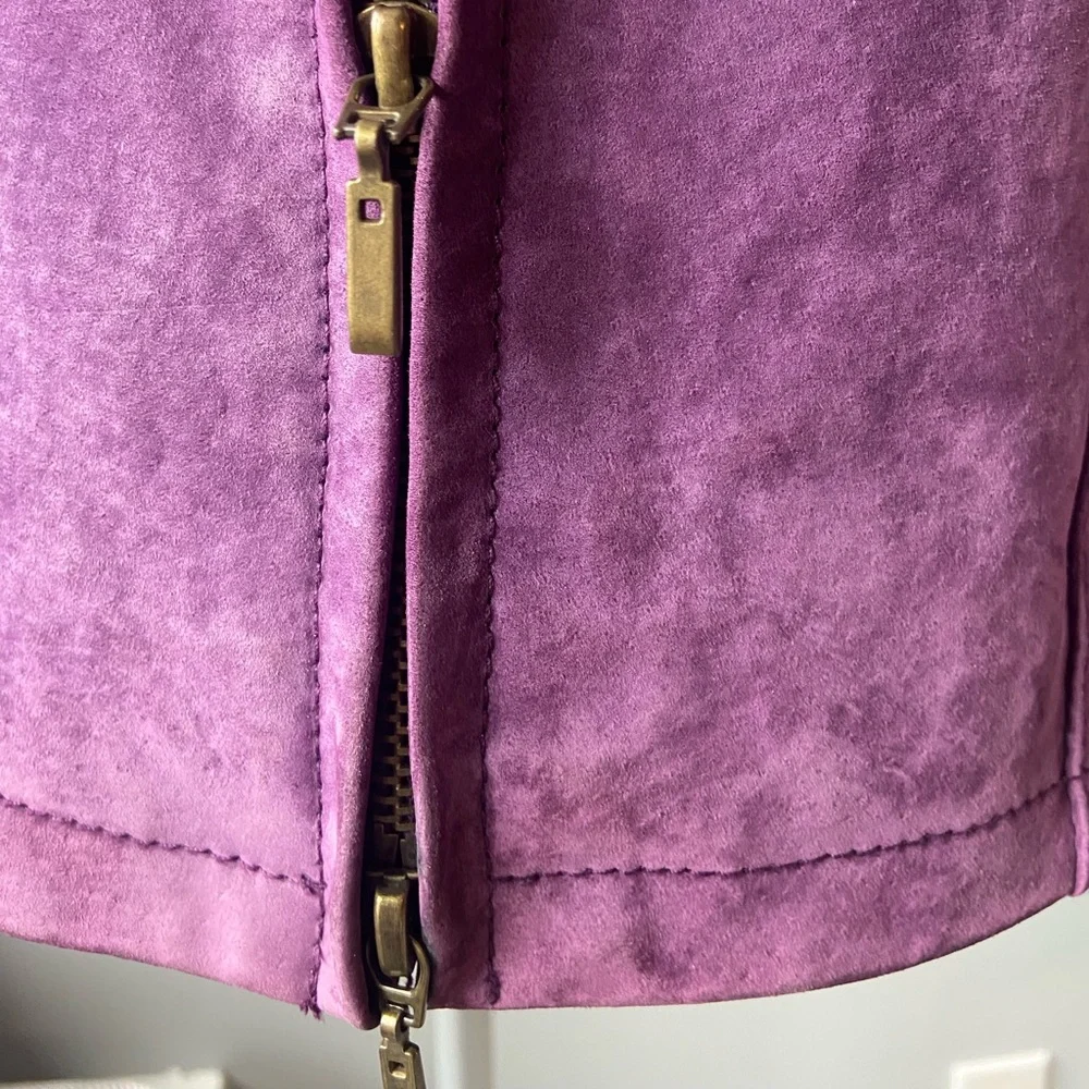 Coldwater Creek Rich Purple Leather Suede Jacket - Picture 5 of 11